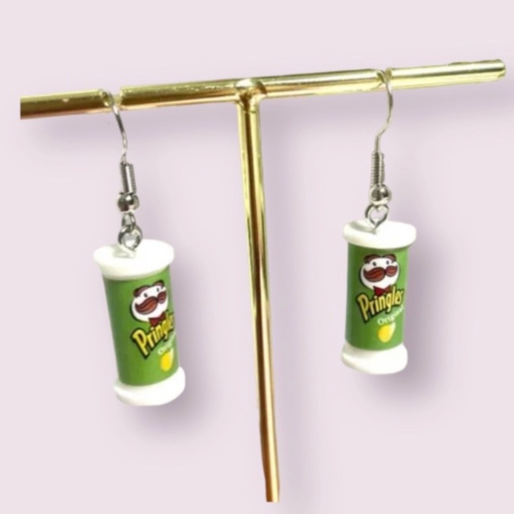 ❤️ FREE Pringles Chips Salt Snack Charm Drop Trendy Art Pop Artsy Cute Earrings